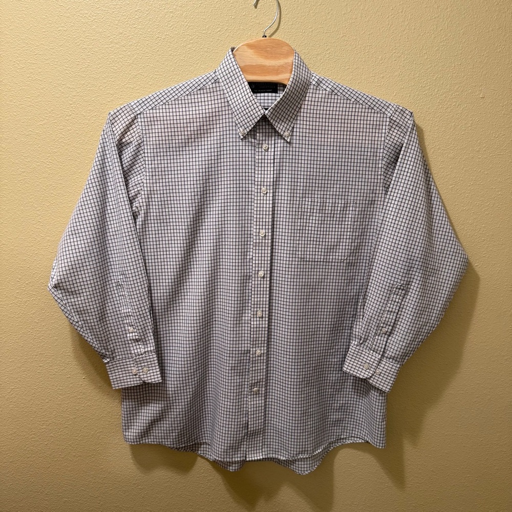 Men’s 17 1/2 34-35 Stafford Essentials Cotton Blend Check The Blazer Shirt